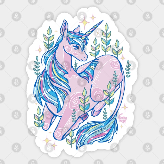 Resting Unicorn Sticker by DajonAcevedo